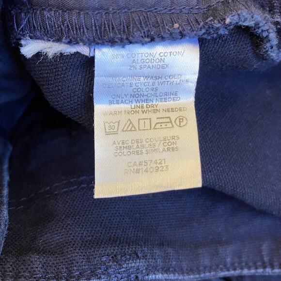 Loft Sz 10 Jayce Triple-Button Wide-Leg Pants High Rise Canvas Cotton Navy - Picture 12 of 16